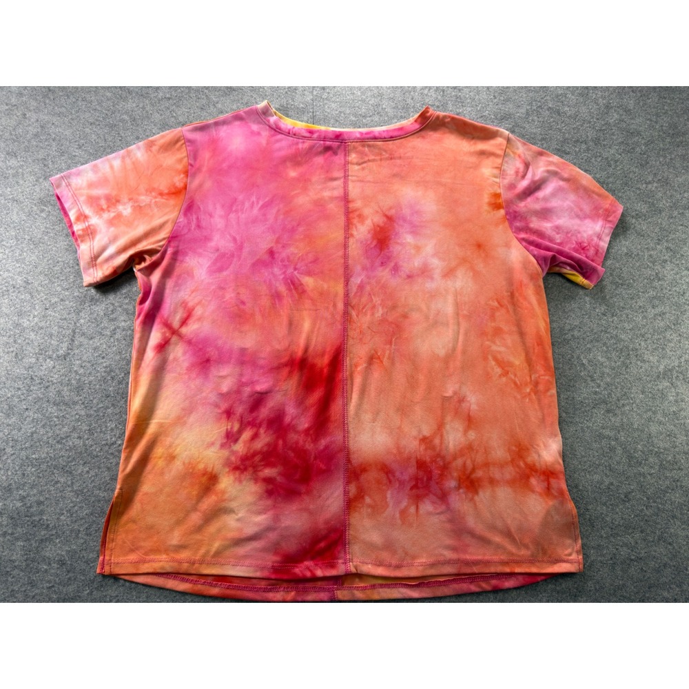 Zella Tie-Dye T-Shirt Womens XL Pink Orange Short Sleeve Athleisure Tee - Picture 2 of 9